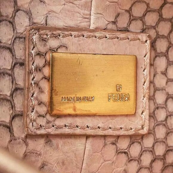 Fendi Beige Satin and Snakeskin Mini Peekaboo Satchel Bag - 8BN227 - Picture 7 of 12